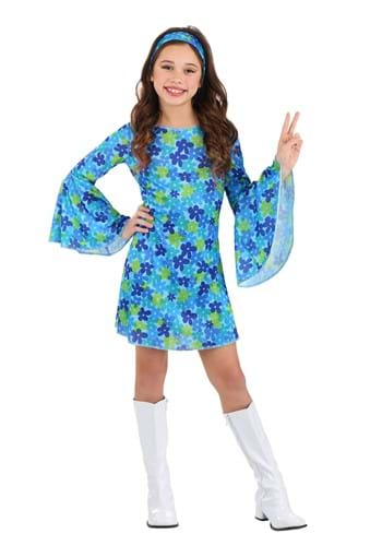 Girls Wild Flower 70s Disco Dress Costume