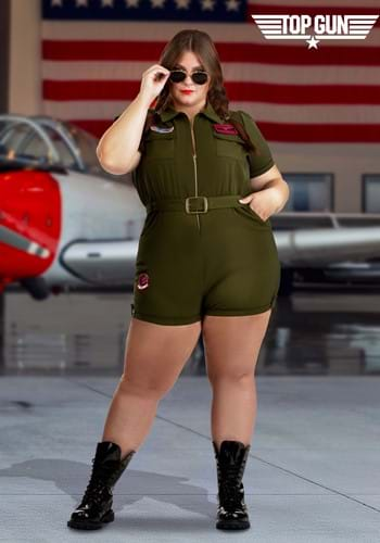 Women's Plus Top Gun Romper Costume