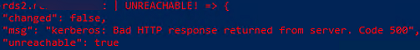 Ansible: kerberos Bad HTTP response 500