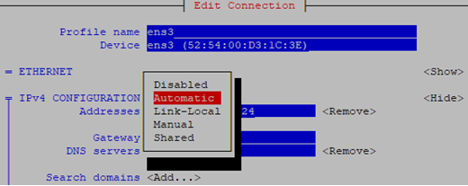 automatic ipv4 configuration for network interface on linux/centos