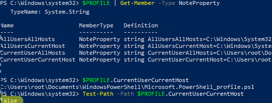 cheking powershell profile paths in windows