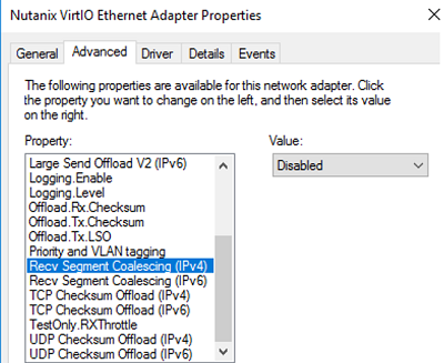 disable recv segment coalescing on hyper-v