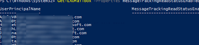 exchnage online (microsoft 365) get messageTrackingReadStatusEnabled