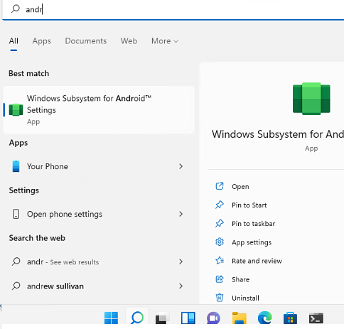 Run Windows Subsystem for Android