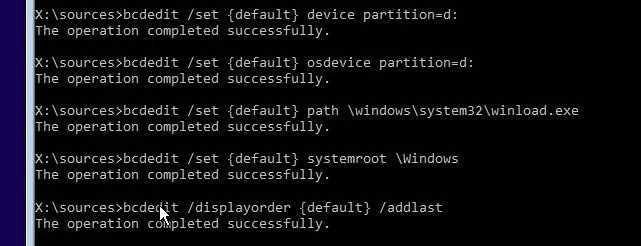 bcdedit.exe /displayorder {default} /addlast