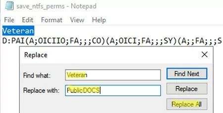 copy ntfs permissions between folders on Windows using command line tool 