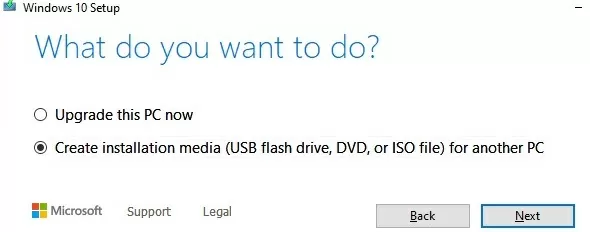 create windows10 install media