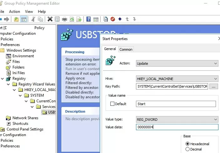 gpo to disable usbstor driver on domain computers