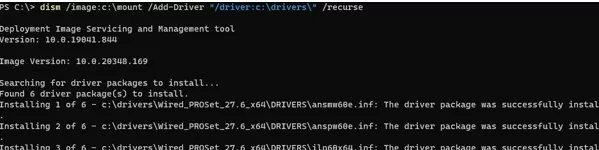 adding drivers to windows image using dism