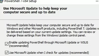 enable powershell core update via microsoft update