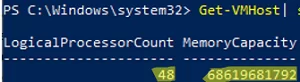 find out available CPU and memory in hyper-v