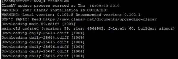 freshclam - update clavam antivirus definitions database