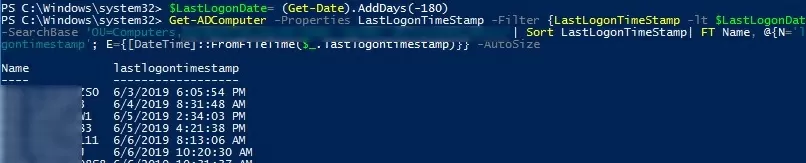 get-adcomputer: search for inactive computers by lastlogontimestamp attribute