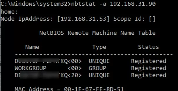 nbtstat discover computers in LAN using netbios