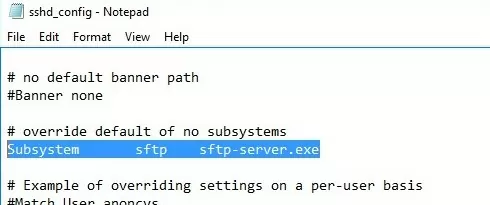 openssh sshd_config file in windows