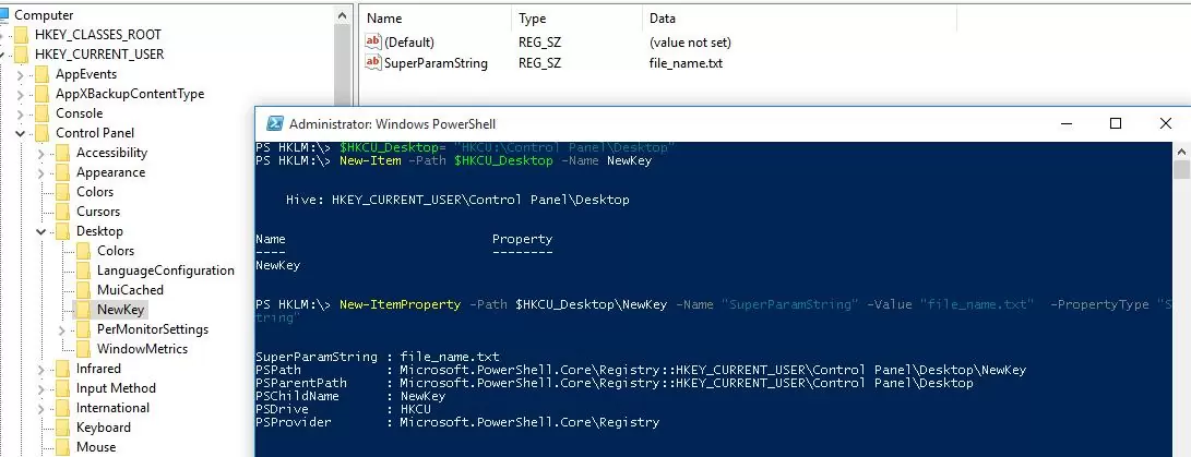 powershell create registry parameter