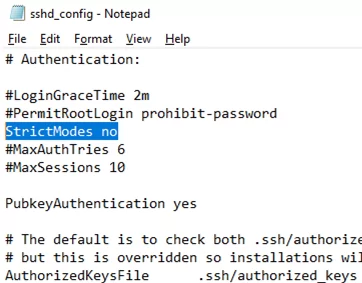 sshd-config - disable strict mode