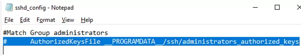sshd_config AuthorizedKeysFile __PROGRAMDATA__/ssh/administrators_authorized_keys
