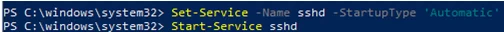start sshd service on windows 10
